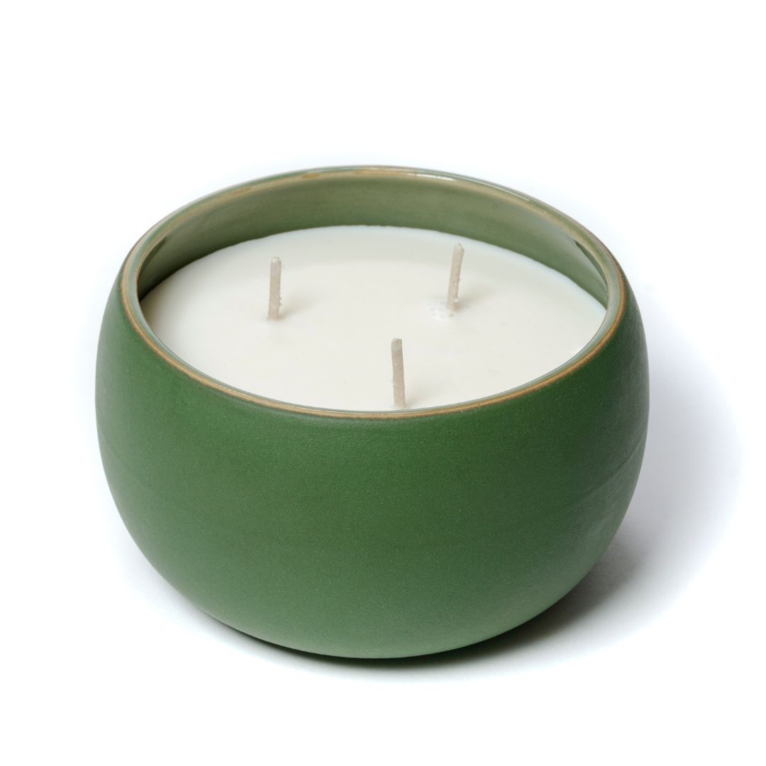 Ceramic Candle Matte Green - Basil & Mint